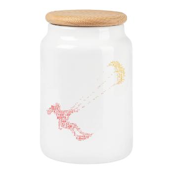 Idée cadeau pour un kitesurfeur qui pratique le kitesurf - Boîte à biscuits avec couvercle en bois - blanc - Devant