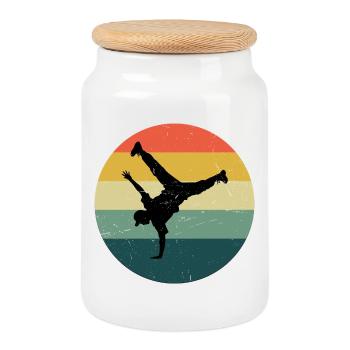 The hip-hop dancers and breakdancing go together - Cookie Jar with Wooden Lid - white - Front