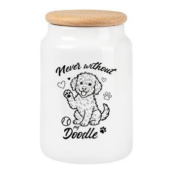 Never without my Doodle - Keksdose mit Holzdeckel - Weiß - Vorne