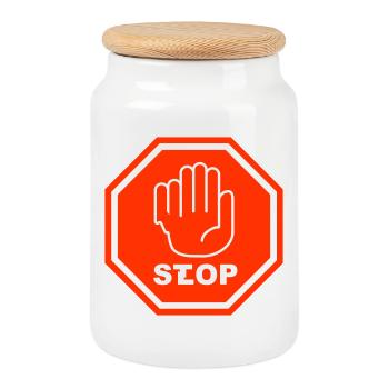 Arrêtez la bouillie - Boîte à biscuits avec couvercle en bois - blanc - Devant