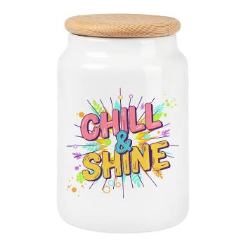 Limitierte Edition – CHILL & SHINE Blumen - Keksdose mit Holzdeckel - Weiß - Vorne