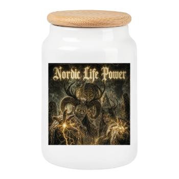 Pouvoir de la Vie Nordique - Boîte à biscuits avec couvercle en bois - blanc - Devant
