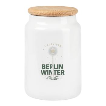 Berlin Winter Survived Lamp - Cookie Jar with Wooden Lid - white - Front