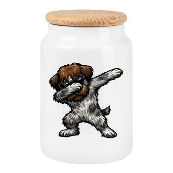 Évanouir les Korthals de griffon - Boîte à biscuits avec couvercle en bois - blanc - Devant