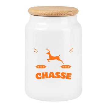 je peux pas j'ai chasse - Boîte à biscuits avec couvercle en bois - blanc - Devant