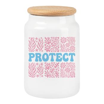 Mois de la fierté LGBTQ - Protéger les personnes trans - Boîte à biscuits avec couvercle en bois - blanc - Devant
