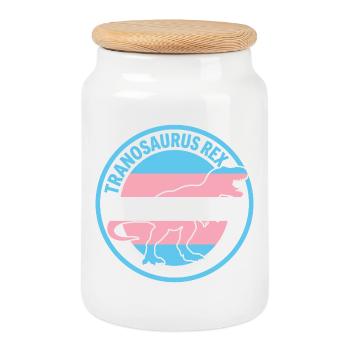 Mois de la fierté LGBTQ - Tranosaurus Rex - Boîte à biscuits avec couvercle en bois - blanc - Devant