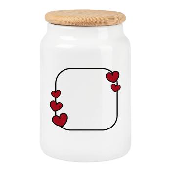 Heart Frame - Cookie Jar with Wooden Lid - white - Front