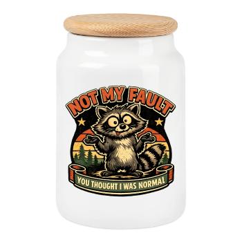 Ce n’est pas ma faute, je suis normal - Boîte à biscuits avec couvercle en bois - blanc - Devant