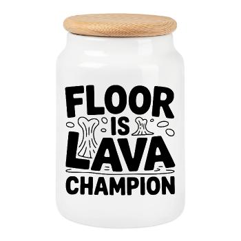 Floor Is Lava Champion - Cookie Jar with Wooden Lid - white - Front