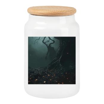 Weles, der slawische Gott der Unterwelt – Dunkle Fantasy - Keksdose mit Holzdeckel - Weiß - Vorne