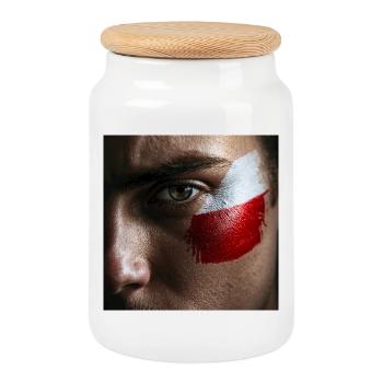 Couleurs de la Guerre du Sang polonaise - Patriotique - Boîte à biscuits avec couvercle en bois - blanc - Devant