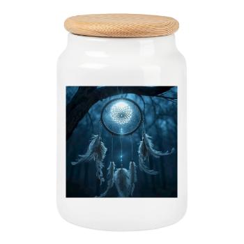Dream Catcher Night Talisman - Dark Fantasy - Cookie Jar with Wooden Lid - white - Front