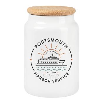 Feiern Sie Portsmouths historische Marine- und Seeschifffahrt - Keksdose mit Holzdeckel - Weiß - Vorne