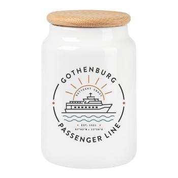 Gothenburg Passenger Line Vintage Harbor Abzeichen - Keksdose mit Holzdeckel - Weiß - Vorne