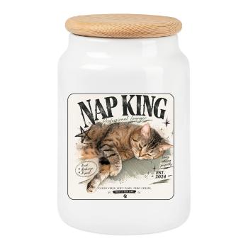 Nap King Profi-Loungenkat - Keksdose mit Holzdeckel - Weiß - Vorne