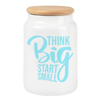 Think Big Start Small Motivation Mindset Wachstum  - Keksdose mit Holzdeckel - Weiß - Vorne