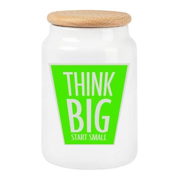 Think Big Start Small Motivation Mindset Wachstum  - Keksdose mit Holzdeckel - Weiß - Vorne