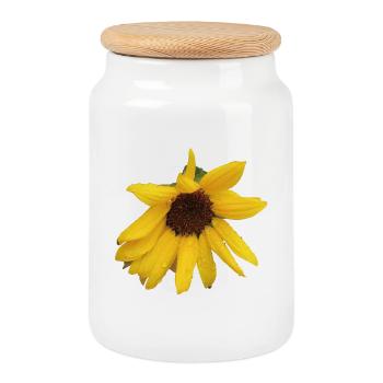 Moody_Wild_Sunflower_Botanical_Print - Keksdose mit Holzdeckel - Weiß - Vorne