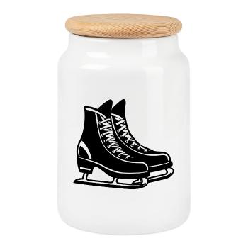 Skates - Cookie Jar with Wooden Lid - white - Front