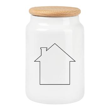 House Outline - Cookie Jar with Wooden Lid - white - Front