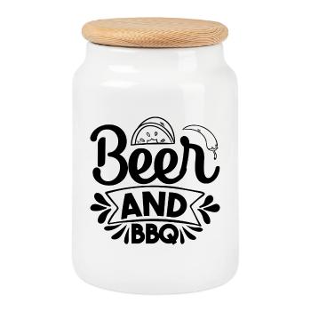 Beer BBQ - Keksdose mit Holzdeckel - Weiß - Vorne