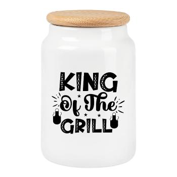 King of the Grill - Cookie Jar with Wooden Lid - white - Front