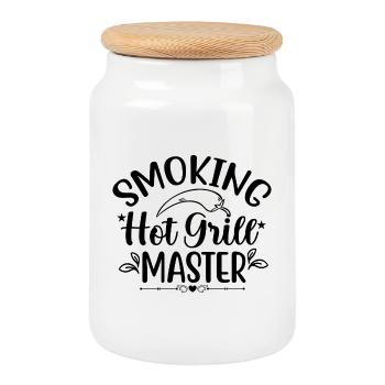 Thé fumant de vieux maître - Boîte à biscuits avec couvercle en bois - blanc - Devant