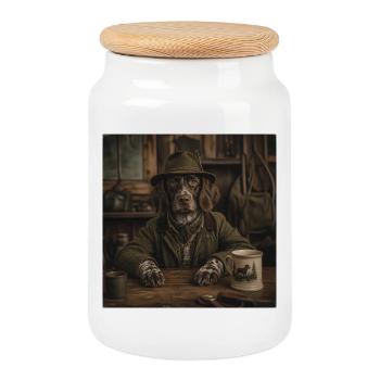 Der Revierherr – Kleiner Münsterländer - Boîte à biscuits avec couvercle en bois - blanc - Devant