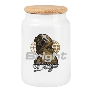 Journées Lumineuses Magie du Globe - Boîte à biscuits avec couvercle en bois - blanc - Devant