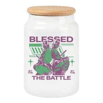 by the Battle Duo - Cookie Jar with Wooden Lid - white - Front