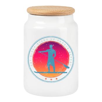 Stand Up Paddle Board Sunset Vintage SUP - Cookie Jar with Wooden Lid - white - Front