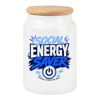 Social energy savers - Cookie Jar with Wooden Lid - white - Front