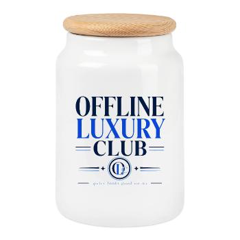 Offline Luxus Club Logo - Keksdose mit Holzdeckel - Weiß - Vorne