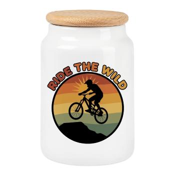 Ride the Wild: Mountain E-MTB E-Bike - Cookie Jar with Wooden Lid - white - Front