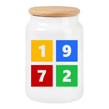 1972 - Cookie Jar with Wooden Lid - white - Front
