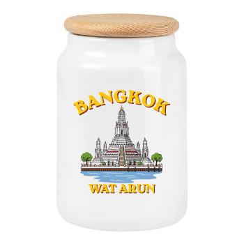 Bangkok Wat Arun - Boîte à biscuits avec couvercle en bois - blanc - Devant
