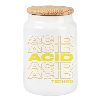 T-shirt Acid Techno Rave Festival - Boîte à biscuits avec couvercle en bois - blanc - Devant
