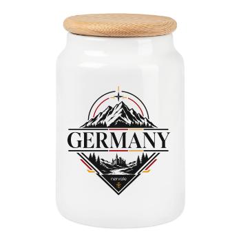 Germany Print Outdoor - Cookie Jar with Wooden Lid - white - Front