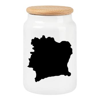Carte de la Côte d’Ivoire - Boîte à biscuits avec couvercle en bois - blanc - Devant