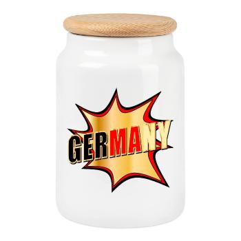 Germany Popart - Cookie Jar with Wooden Lid - white - Front