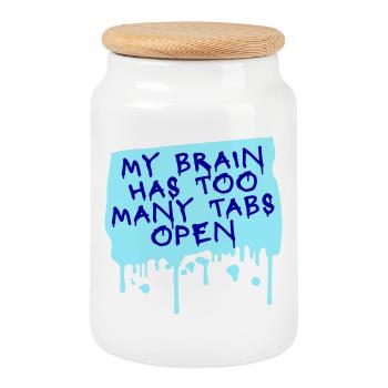 My Brain Has Too Many Tabs Open Lustig Grübeln - Cookie Jar with Wooden Lid - white - Front