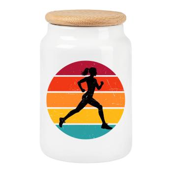 Geschenkidee für eine Running mit Running - Keksdose mit Holzdeckel - Weiß - Vorne