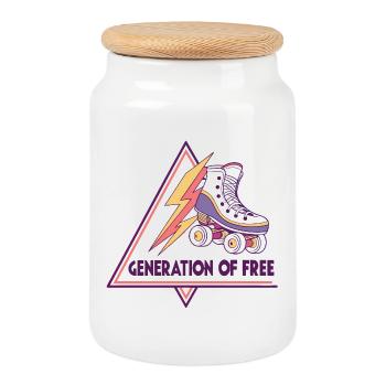 Génération de Freedom SkateLogo - Boîte à biscuits avec couvercle en bois - blanc - Devant