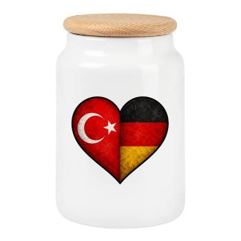 Deutschland Türkei - Keksdose mit Holzdeckel - Weiß - Vorne