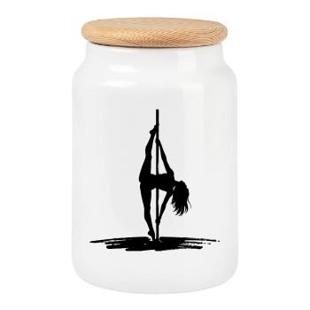 Sexy Pole Dance Silhouette – Athletisch & Elegant - Keksdose mit Holzdeckel - Weiß - Vorne