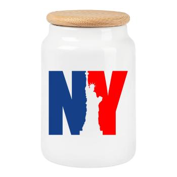 Statue de la Liberté de New York - Boîte à biscuits avec couvercle en bois - blanc - Devant