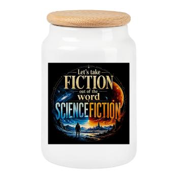 Fiktion sieht aus wie Science-Fiction - Keksdose mit Holzdeckel - Weiß - Vorne