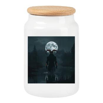 Démon – le démon cornu des contre-pays slaves - Boîte à biscuits avec couvercle en bois - blanc - Devant