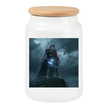 Perun – Dieu slave du tonnerre et de la guerre - Boîte à biscuits avec couvercle en bois - blanc - Devant